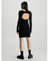 Calvin Klein - Vestido con espalda abierta de punto de algodón - Lyst