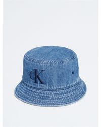 Calvin Klein - Washed Denim Embroidered Logo Bucket Hat - Lyst