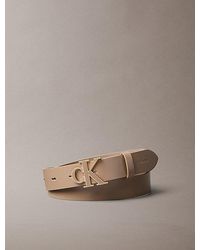 Calvin Klein - Full Grain Leather Logo Buckle Belt - Lyst