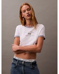 Calvin Klein - Cropped T-Shirt Met Ring Met Logo - Lyst