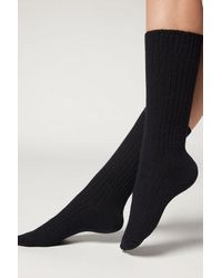 Calzedonia - Short Ribbed Socks With Wool And Cashmere - Lyst