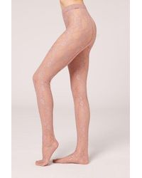 Calzedonia - Floral Lace Fabric Tights - Lyst