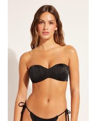 Calzedonia - Graduated Padded Bandeau Bikini Top Shiny Satin - Lyst