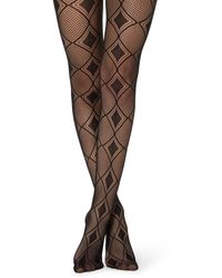 Calzedonia Diamond-patterned Fishnet Tights - Black