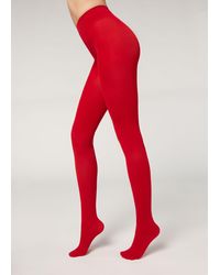 Mary Cotton Rib Tights di Wolford in Rosso Donna Abbigliamento da Calze e collant da Collant e calzamaglie 