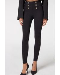 Calzedonia - Skinny Shaping Leggings With Buttons - Lyst