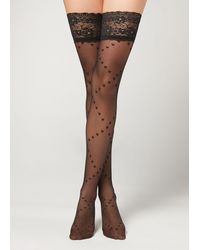 Collant retina 40 denari astrology flockCalzedonia in Cotone di colore Nero  | Lyst