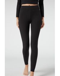 Calzedonia Ribbed Leggings With Cashmere in Nude (Natural) | Lyst