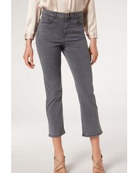 Calzedonia Eco Light Flared Cropped Denim Jeans in Blue | Lyst
