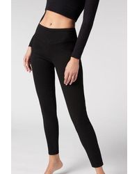 Calzedonia Skinny Thermal Denim Leggings in Grey (Gray) | Lyst
