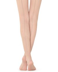 Calzedonia Rhinestone Back Seam Fishnet Tights - Natural
