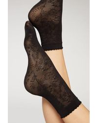 Calzedonia - Floral-Patterned Mesh Short Socks - Lyst