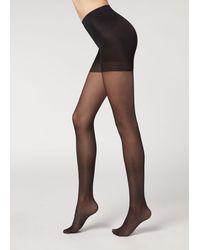 Pantis totally invisible cintura de encaje Calzedonia de Encaje de color Negro Mujer Ropa de Calcetines y medias 