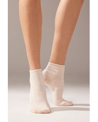 Calzedonia - Striped Linen Short Socks - Lyst