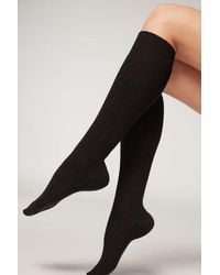Calzedonia - Women's Ribbed Long Socks With Wool And Cashmere - Lyst