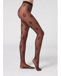 Mango Floral Lace Tights, White