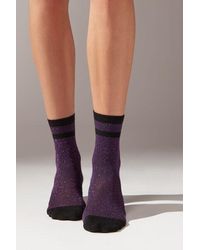 Calzedonia - Glitter Stripe-Patterned Short Socks - Lyst