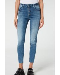 Calzedonia - Super Skinny Jeans With Buttons - Lyst