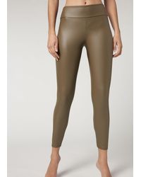 Leggings skinny effetto pelle di Calzedonia in Neutro | Lyst