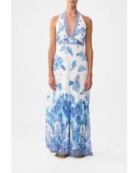CAMILLA - Tie Neck Halter Jumpsuit A Ceramic Garden - Lyst