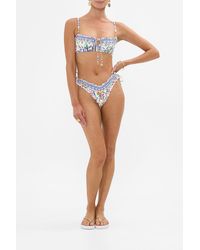 CAMILLA - Ruched Skimpy Bikini Bottom With Tie Sides Tiles Darls - Lyst