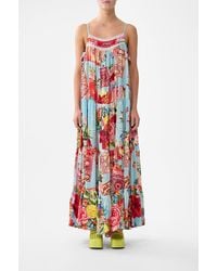 CAMILLA - Long Tiered Dress With Bow Ties Papers And Curious Capers - Lyst