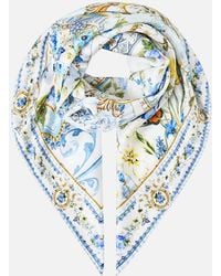 CAMILLA - Large Crystalled Silk Square Scarf Dandelion Skies - Lyst
