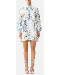 CAMILLA - Collared Shirt Dress With Pintucks Dandelion Skies - Lyst