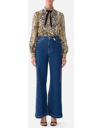 CAMILLA - Collared Shirt With Pintucks Leopard Libertine - Lyst