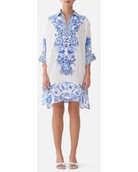 CAMILLA - Wide Body Collared Kaftan Ceramic Panoramic - Lyst