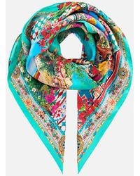 CAMILLA - Printed Silk Twill Square Scarf Meet Me - Lyst