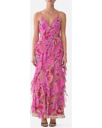 CAMILLA - Asymmetrical Ruffle Slip Dress Matadora Flora - Lyst