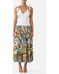CAMILLA - Knit Bodice Silk Spliced Midi Dress Magic Of The Mercado - Lyst