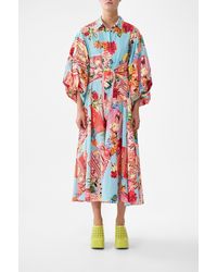 CAMILLA - Waist Tie Shirt Dress With Bubble Sleeve Papers And Curious Capers - Lyst