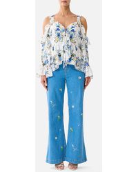 CAMILLA - Cold Shoulder Ruffle Top Dandelion Skies - Lyst