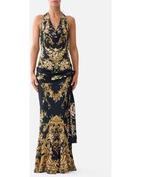 CAMILLA - Cowl Neck Slip Dress With Sash Detail Versailles Or Die - Lyst