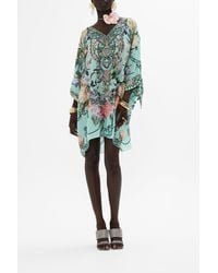 CAMILLA - Tie Sleeve Short V Neck Kaftan Petal Promise Land - Lyst