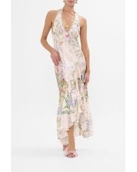 CAMILLA - Bias Halter Dress With Ruffle Hem Palacio Playground - Lyst