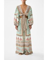 CAMILLA - Cropped Blouson Sleeve Tie Front Top Legend Has It - Lyst