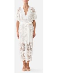 CAMILLA - V Neck Kaftan With Tie Waist Cream Lace I Left My Heart - Lyst