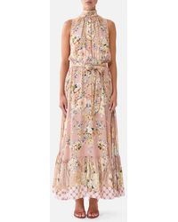 CAMILLA - Necktie Dress With Elasticated Waist Chamber Of Blooms - Lyst