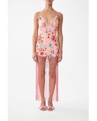 CAMILLA - V Neck Bias Slip Dress With Fringing Majestic Milla - Lyst