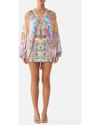 CAMILLA - Lace Up Front Blouson Sleeve Blouse Howdy Gaudi - Lyst