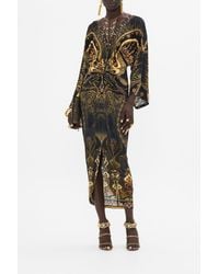 CAMILLA - Long Split Front Twist Dress Nouveau Noir - Lyst