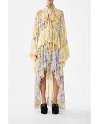 CAMILLA - Ruffle High Low Dress With Long Sleeve Darling Buds - Lyst