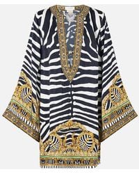 CAMILLA - Deep V Neck Hardware Short Kaftan Zig Zag Zoo - Lyst