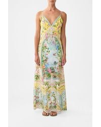 CAMILLA - V Neck Full Length Bias Slip Dress Tales Of Topkapi Palace - Lyst