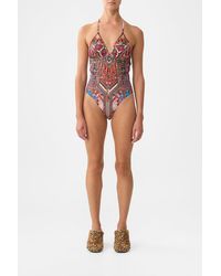 CAMILLA - Chain Detail Tri Bodysuit With Mesh Inserts Patchwork Alchemy - Lyst