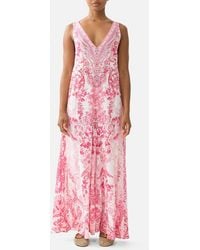 CAMILLA - V Neck Flared Jumpsuit Livin La Vida Rosa - Lyst