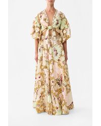 CAMILLA - Tie Front Puff Sleeve Top The Queens Quarters - Lyst